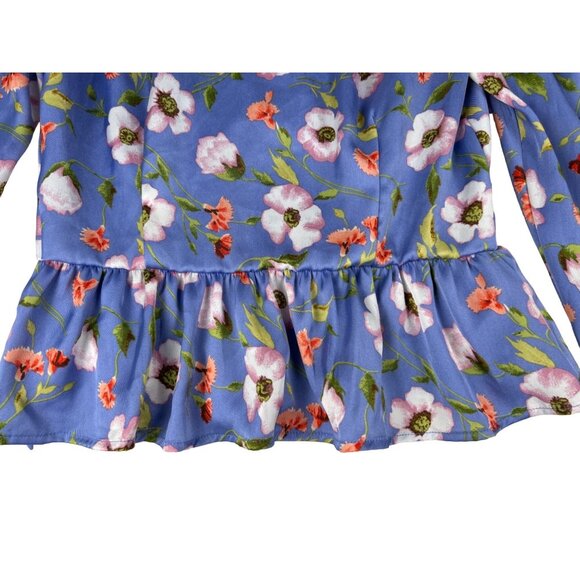 Forever 21 Lavender Floral Peplum Longsleeve Top Size Medium - Picture 5 of 12